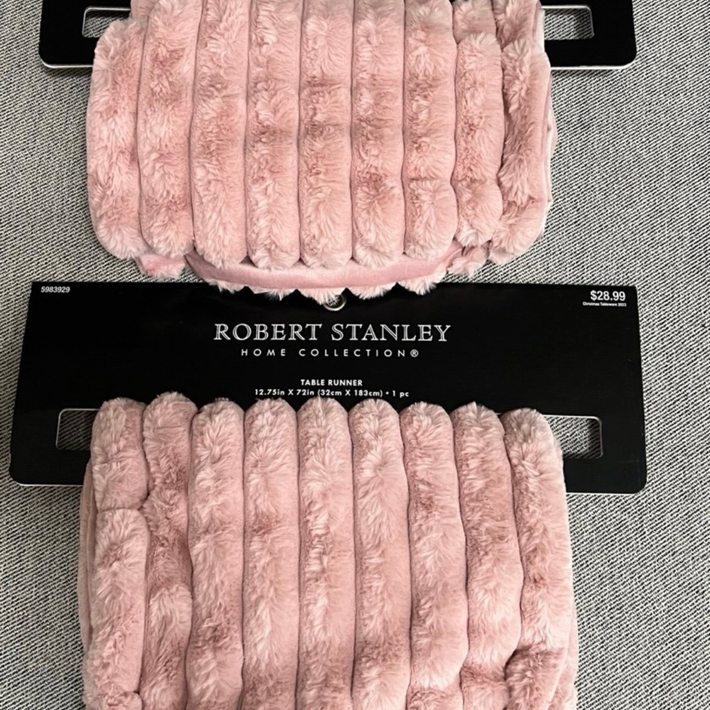 Two ROBERT STANLEY Dusky Rose Winter TABLE RUNNER 72in X 12.75" BNWT